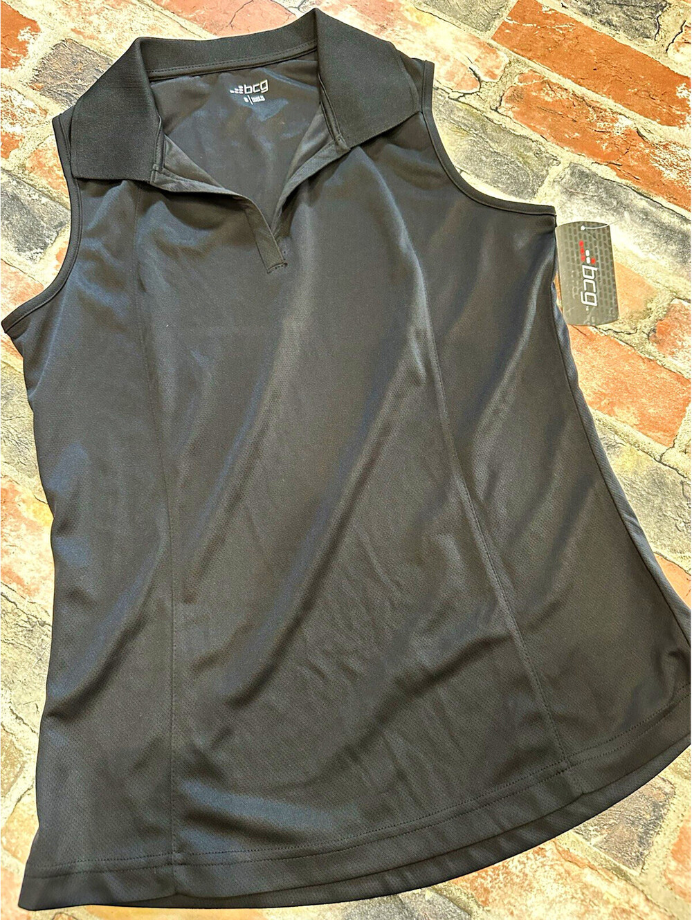 Women’s Black Sleeveless Collared Polo Stretch Polyester Golf Size Small NWT